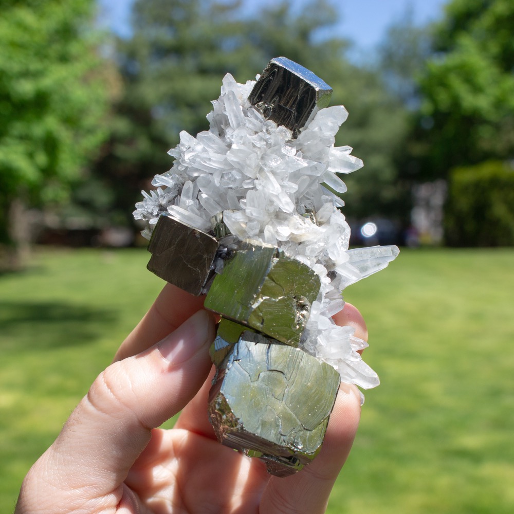 Peruvian Quartz and Pyrite Cube Cluster - The Crystal Council