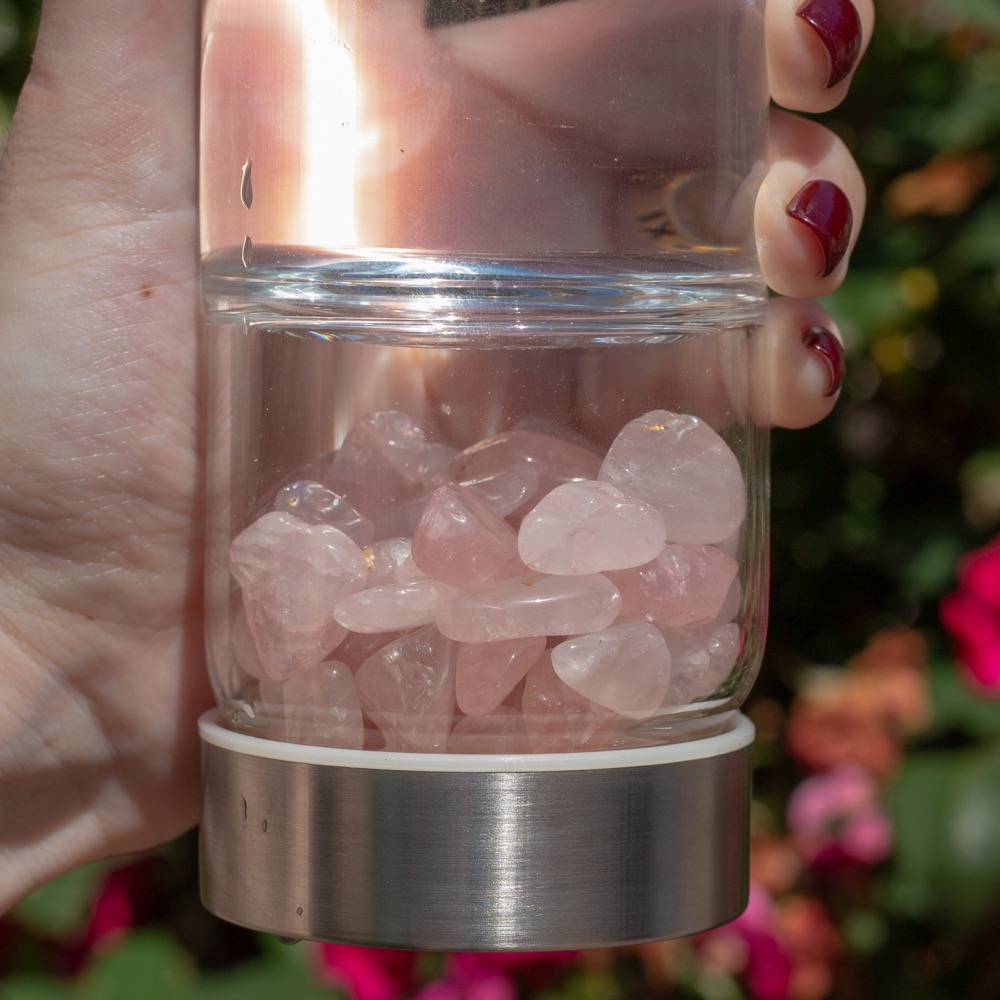 Rose Quartz Charging Waterbottle The Crystal Council
